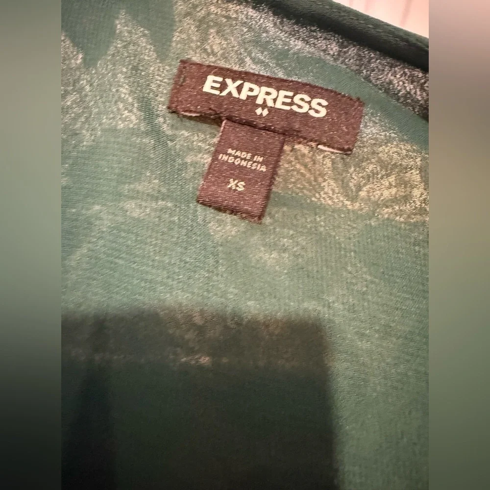 Express Emerald Green Pleated Bodysuit - Picture 3 of 6